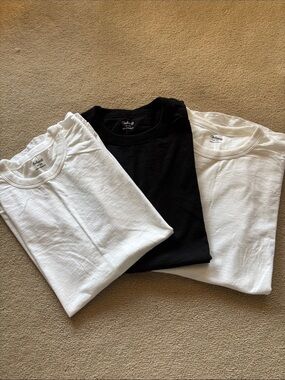 New Madewell Short Sleeve Crew Tees- White & Black set of 3